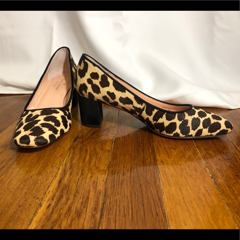 Kate Spade Leopard Calf Hair Block Heels - Size 6